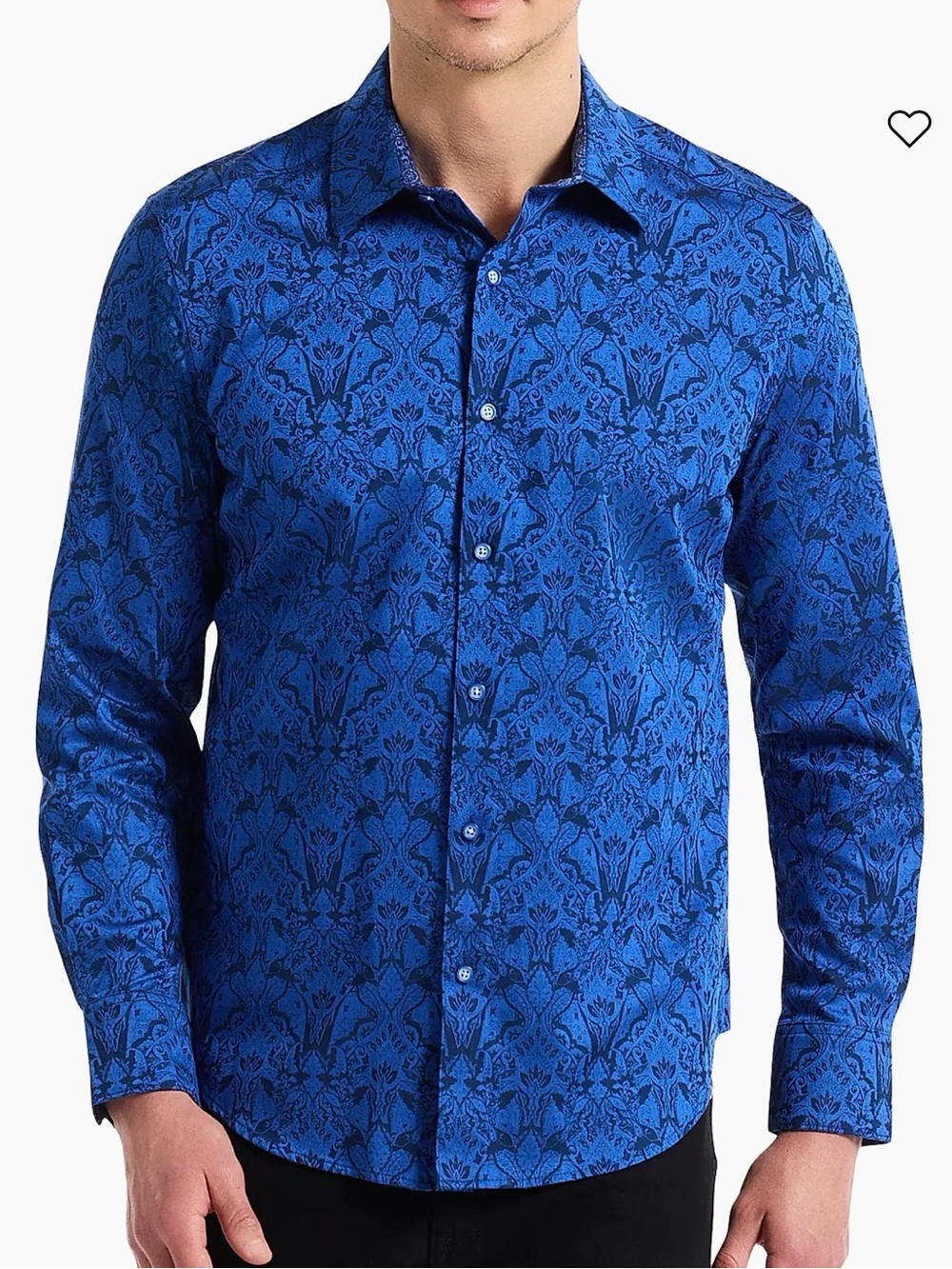 Robert Graham Highland Sport Shirt Blue Jacquard Damask Button Down 2XL Luxury